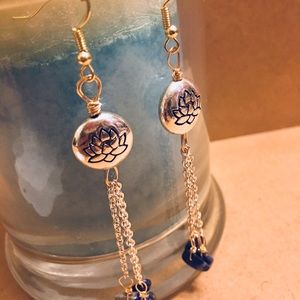 lotus/skull/elephant with chain & stone earring